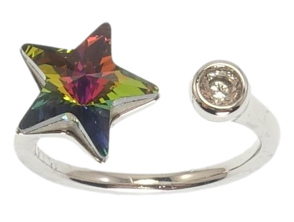 Каблучка Xuping колір Родій із кристалами Swarovski "Кристальна зірочка Vitrail Medium" р.16-17