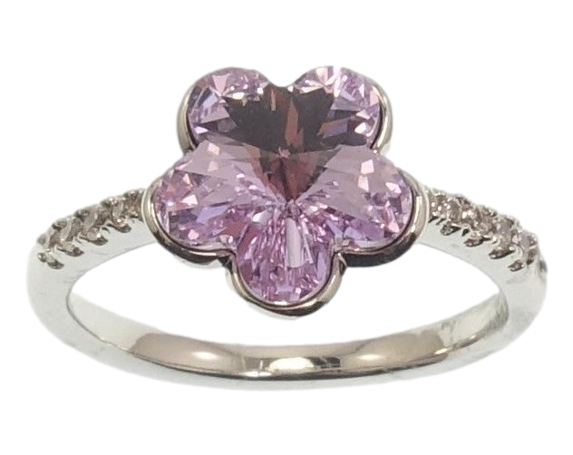 Каблучка Xuping колір Родій із кристалами Swarovski "Кристальна квіточка Tanzanite" р.17,17.5