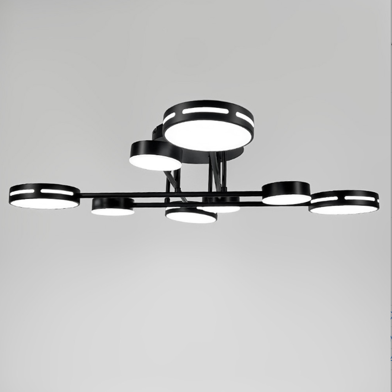 Стельова чорна Led-люстра на 8 світлових кіл, 60W, до 18 м², фото 1