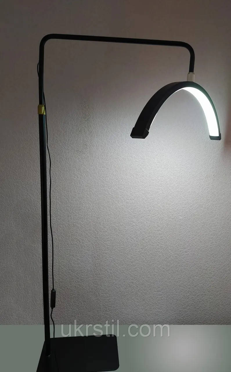 Безтіньова Led лампа для бьюті майстра універсальна півмісяць 58 см, 24 Вт, чорна