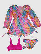 Дитячий купальник з комбінезоном Fuba 1829 малиновий 34 36 38 40 42 розмір, фото 4