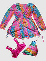 Дитячий купальник з комбінезоном Fuba 1829 малиновий 34 36 38 40 42 розмір, фото 2