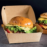 Упаковка для бургерів з паперу велика КРАФТ, фото 2