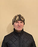 Шапка дуже тепла Зимова камуфльована (осінній ліс ) з подвійного флісу, з підворотом, фото 4