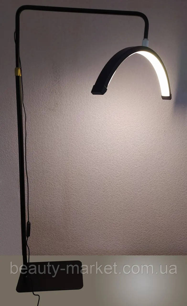 Безтіньова Led лампа для бьюті майстра універсальна півмісяць 58 см, 24 Вт, біла
