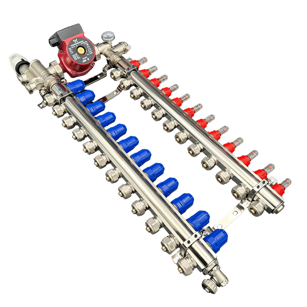 Колектор на 12 контурів з насосом нижнє підключення Чехія