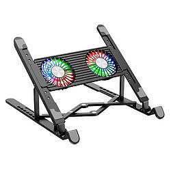 Охолоджувальна підставка для ноутбука з підсвічуванням HOCO DH17 |RGB, 17.3"| Чорний