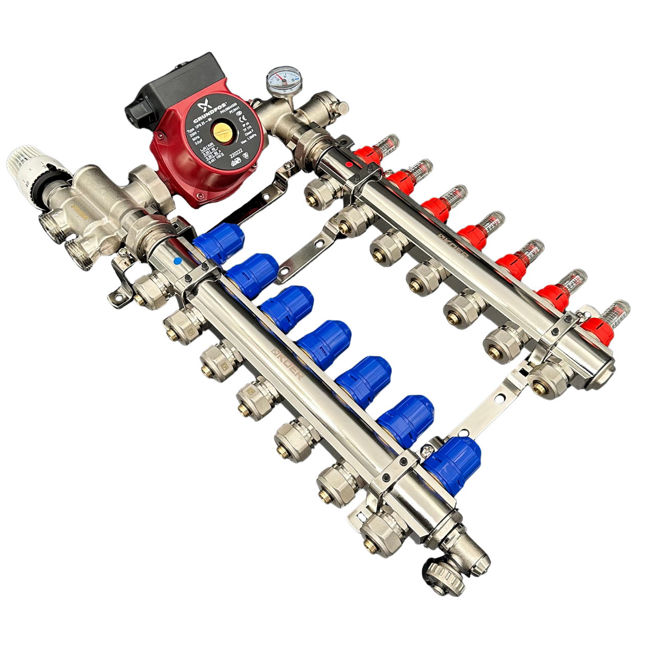Колектор на 7 контурів з насосом нижнє підключення Чехія
