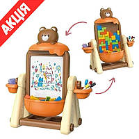 Дитячий мольберт розвивальний двосторонній для малювання маркером, з механічним тетрісом