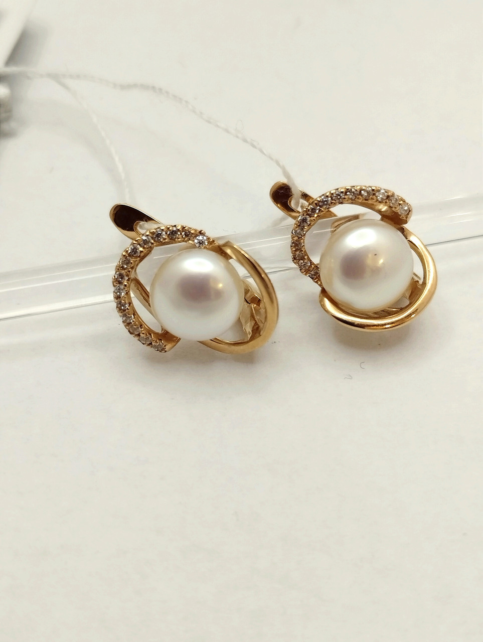 Золоті сережки з перлами, фото 1