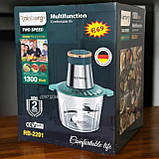 Якісний подрібнювач Rainberg 1300Вт ефективний блендер зі скляною чашею 2 літри кухонний чопер, фото 9