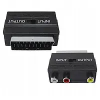 Перехідник Скарт Scart - 3 гнізда RCA , з перемикачем