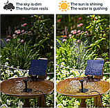 Сонячний фонтан AISITIN 1.5 Вт, , насос для ставу з 6 насадками, фото 6