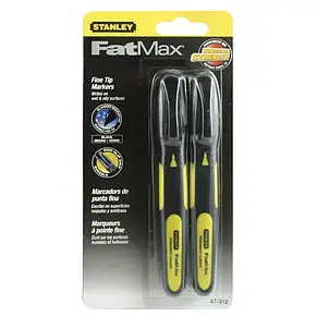 Набір із двох плоских маркерів FatMax® із загостреним наконечником і стійким чорним чорнилом STANLEY, фото 4