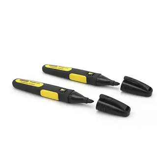 Набір із двох плоских маркерів FatMax® з плоским наконечником і стійкими чорним чорнилом STANLEY 0-47-314, фото 1