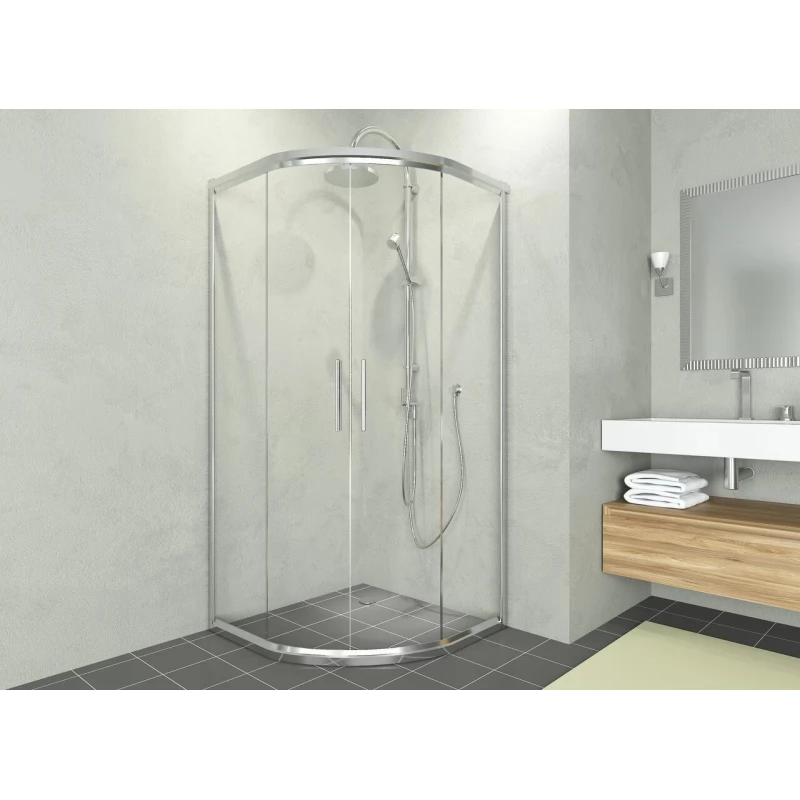 Душова кабіна Aquanil INDIANA 75х75х190 см без піддону хром прозоре скло 6 мм розсувні двері