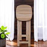 Табурет Кухонний Шанхай із квадратним сидінням розкладний дерев'яний ясен натуральний світлий 58 см, фото 3