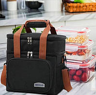 Ізотермічна переносна сумка-холодильник термосумка з ременем через плече, Термобокс з відділеннями для пікніка, кемпінгу риболовлі