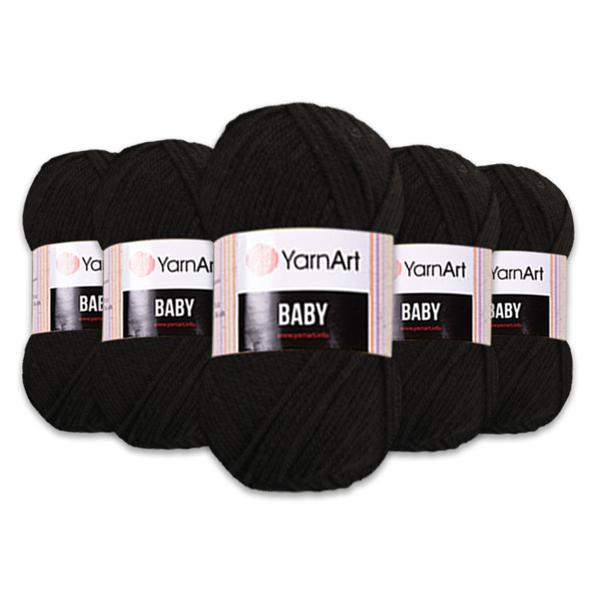 Упаковка YarnArt Baby, Чорний No585, 5 шт.
