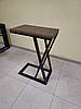 Приставний столик до дивану, дерев'яна стільниця, металеві ніжки, темний венге, фото 3