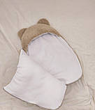 Комплект Тедді для новонароджених дітей, спальник та комбінезон 56-62 розмір, світлий бежевий, фото 3