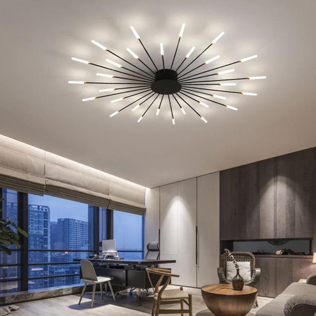 Кругла Led-люстра на 30 світлових элементов у чорному корпусі, до 20 м², фото 1