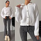 Тепла кофта на ґудзиках із відкладним коміром оверсайз (р. 42-46) 9sv3414, фото 7