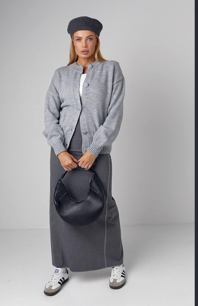 В'язана кофта на ґудзиках приталеного силуету тепла (р. 42-46) 14sv3415, фото 1