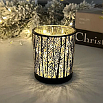 Свічник скляний чорний з малюнком Чорні дерева 7.5 см MR