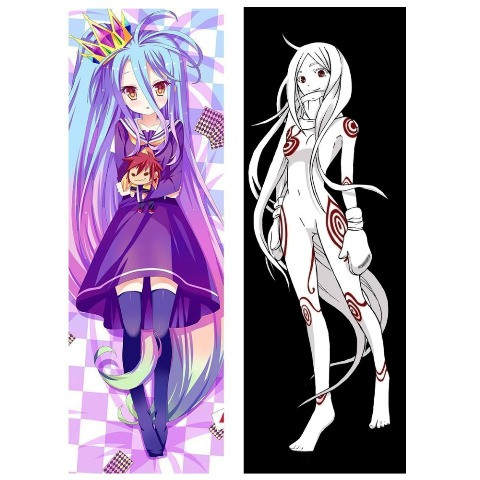 Дакімакура 150 х 50 см Широ Немає Гри Немає Життя No Game No Life Shiro Подушка з наволочкою обнімашка, фото 1