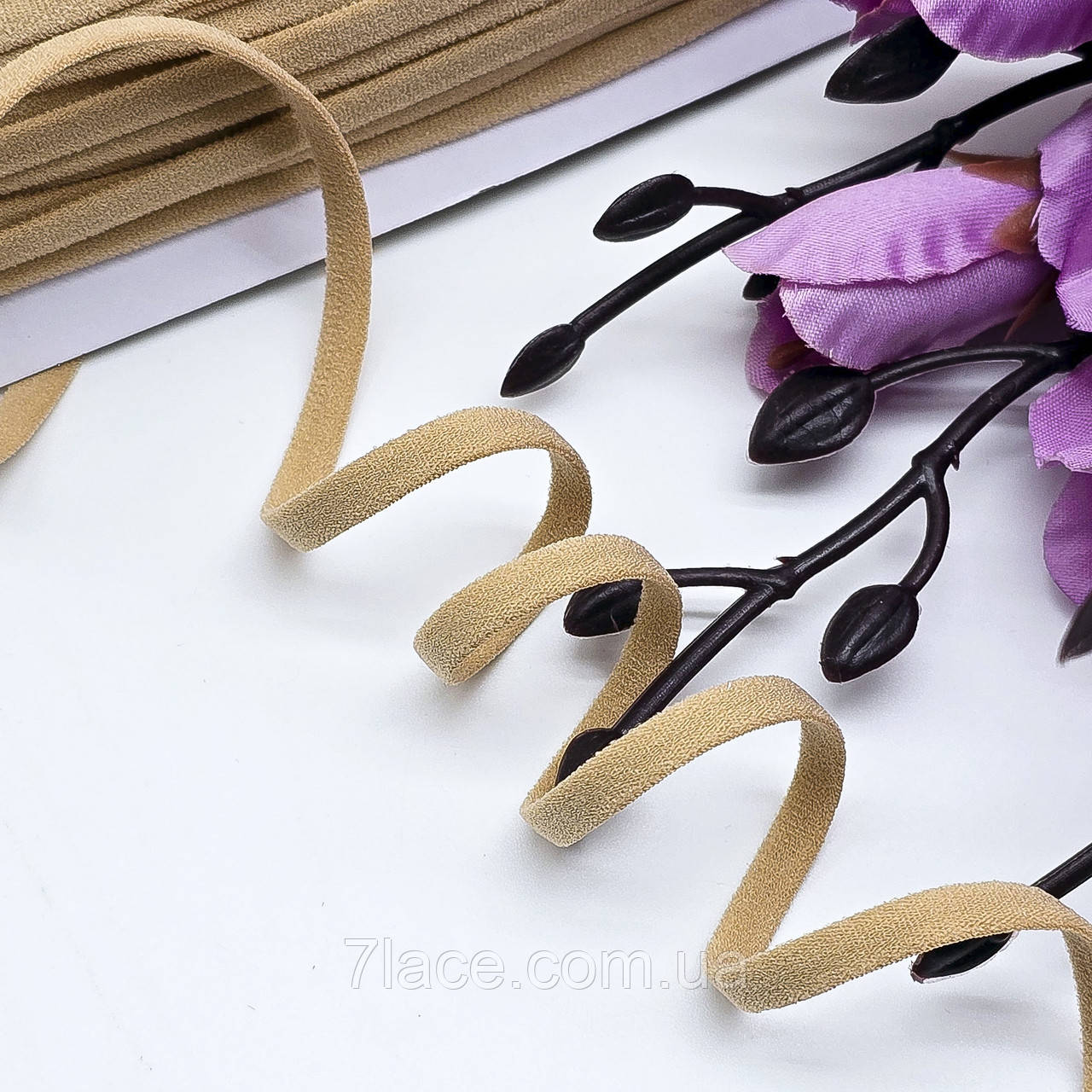 Бретельна гумка, округла / ширина 0,5 см / колір беж / замовлення від 1 метра, фото 1