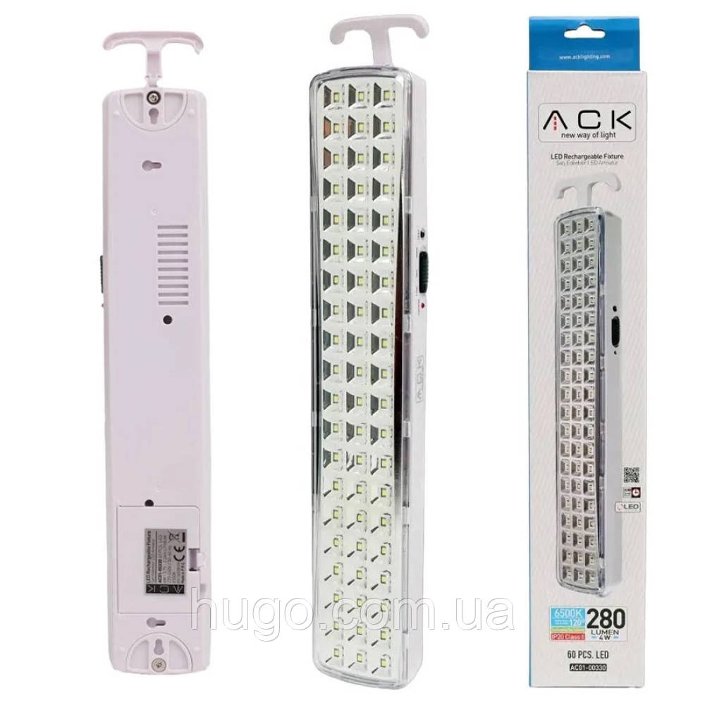 Акумуляторний ліхтар 60LED, ACK AC01-00330 / Аварійна лампа на акумуляторі / Лампа з акумулятором
