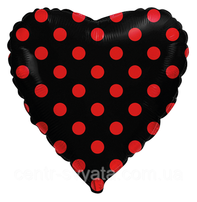 Фольгована кулька Flexmetal 18"(45 см) Серце червоний горох