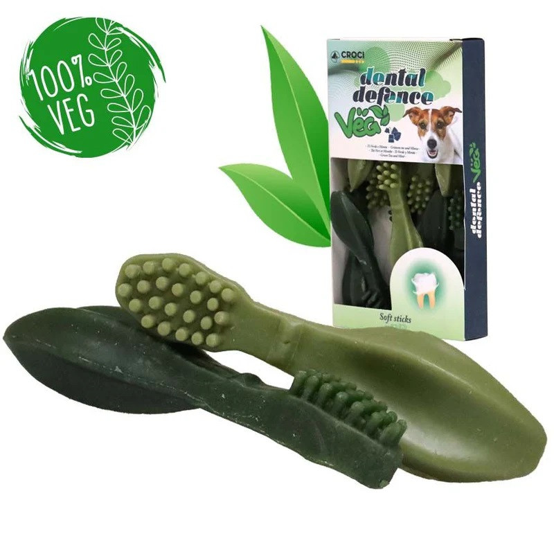 Ласощі CROCI DENTAL-VEG, зубна щітка з зеленим чаєм і м'ятою L(14 см) 100гр (*)