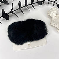 Шпилька для волосся Finding Хлопушка тик-так пухнаста з хутром Чорний 11 см х 6 см