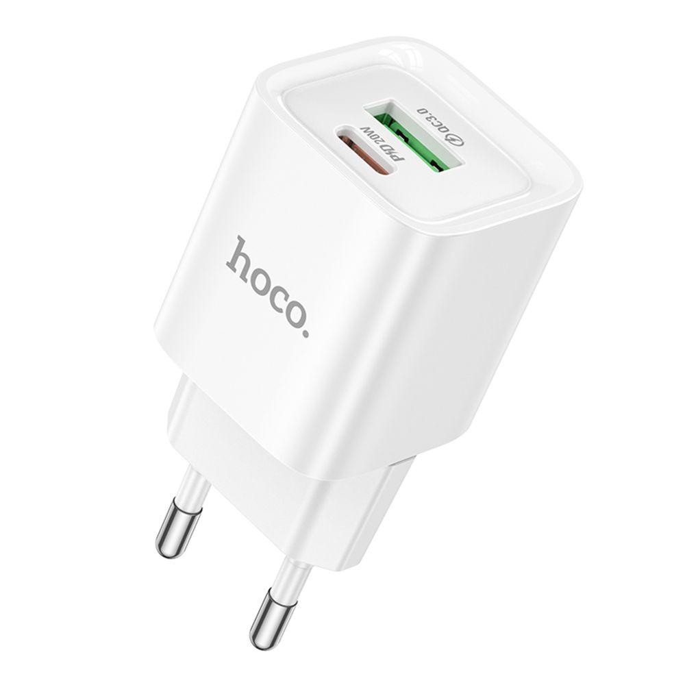 Мережевий Зарядний Пристрій Hoco C147A 1USB-C/1USB PD/QC 20W Колір Бiлий