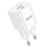 Мережевий Зарядний Пристрій Hoco C147A 1USB-C/1USB PD/QC 20W Колір Бiлий, фото 6