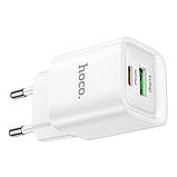 Мережевий Зарядний Пристрій Hoco C147A 1USB-C/1USB PD/QC 20W Колір Бiлий, фото 7