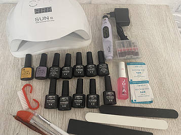 Стартовий набір для манікюру, гель-лаку, з лампою Sun X 54W і фрезером