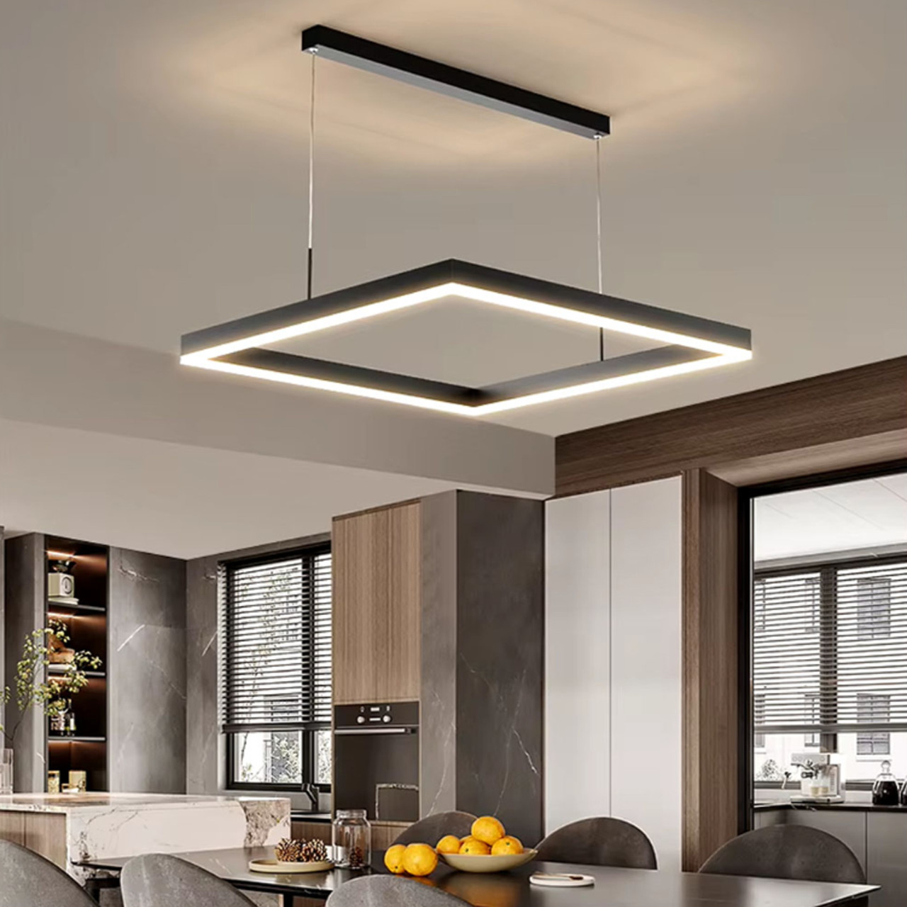 Підвісна квадратна Led-люстра у чорному кольорі MJ 223-600 BK, фото 1