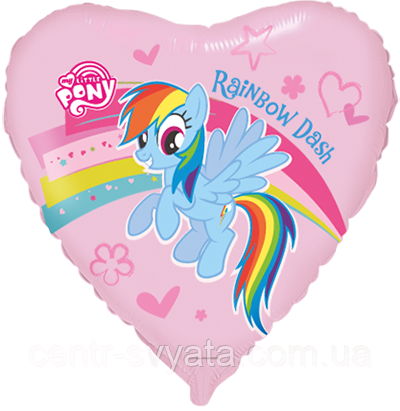 Фольгована кулька Flexmetal 18"(45 см) Серце "My Little Pony | "Мій маленький поні" Рейнбоу Деш