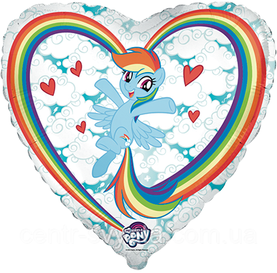 Фольгована кулька Flexmetal 18"(45 см) Серце "My Little Pony | "Мій маленький поні" Рейнбоу Деш в хмаринках