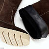 Високі чоботи труби натуральна замша колір гіркий Шоколад на бежевій тракторній підошві, фото 9