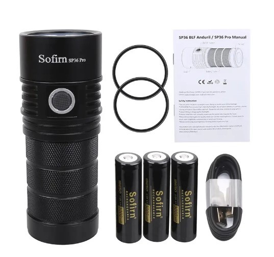 Пошуковий ліхтар 8000lm Sofirn SP36 Pro + 3 акумулятори 18650 9000Ah над'яскравий 4*SST40 6000K USB-C