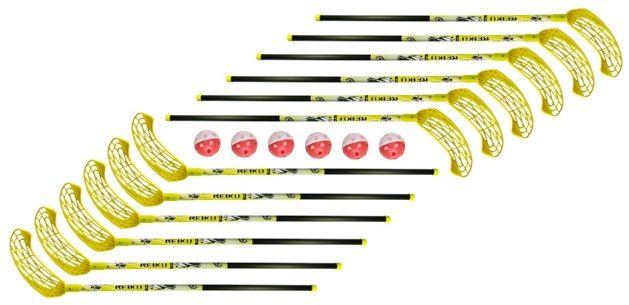 Набір для флорболу Unibros Reiku 95 см (12 паличок гострих; ш + 6 м'ячів)