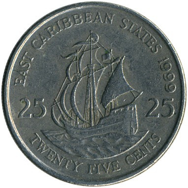 Східні Карибські Штати 25 центів, 1999 рік  Королева Єлизавета II  №2995