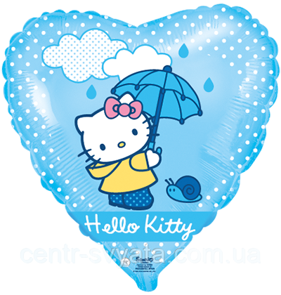 Фольгована кулька Flexmetal 18"(45 см) Серце "Hello Kitty | Кітті" з парасолькою