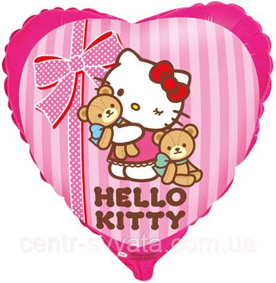 Фольгована кулька Flexmetal 18"(45 см) Серце "Hello Kitty | Кітті" з ведмедиками