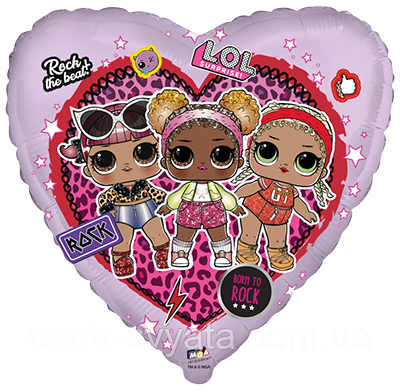 Фольгована кулька Flexmetal 18"(45 см) Серце "L.O.L | Ляльки Лол" рок-гурт