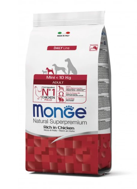 Monge Dog Mini Adult сухий корм для дорослих собак дрібних порід, курка з рисом, 7.5КГ